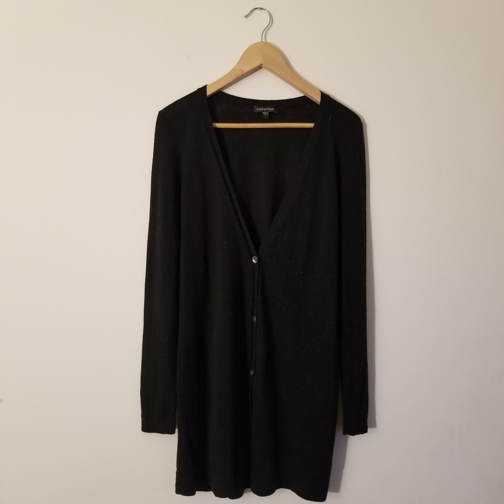 Eileen Fisher Merino Wool Black Sweater Cardigan S